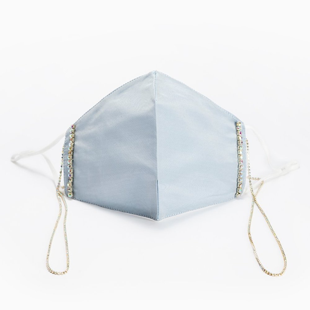 Luxury silk face mask with chain